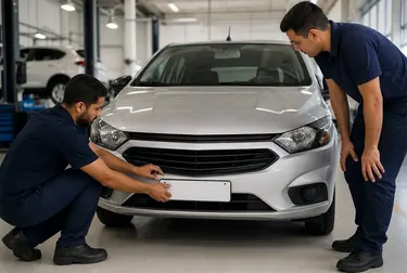Despachante ajudando cliente a emplacar veículo pela primeira vez.