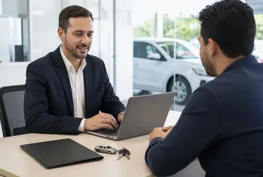 Despachante explicando o processo de licenciamento para cliente.